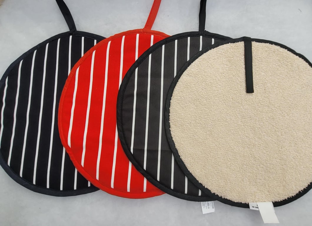 Butcher Stripe Aga Pad: Cotton Hob Cover, Made in England. Many colours