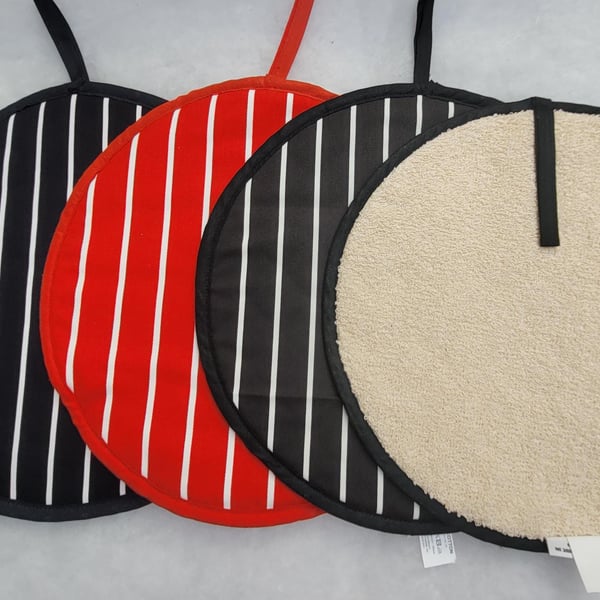 Butcher Stripe Aga Pad: Cotton Hob Cover, Made in England. Many colours