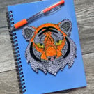 Stunning Handmade Quilled  Tiger Notebook & Pen Set  Size A5 