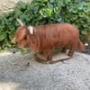 Highland cow, needle felted model, woollen sculpture