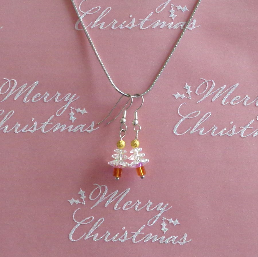 Christmas Tree earrings Swarovski crystal tree earrings with ball "Glitter"