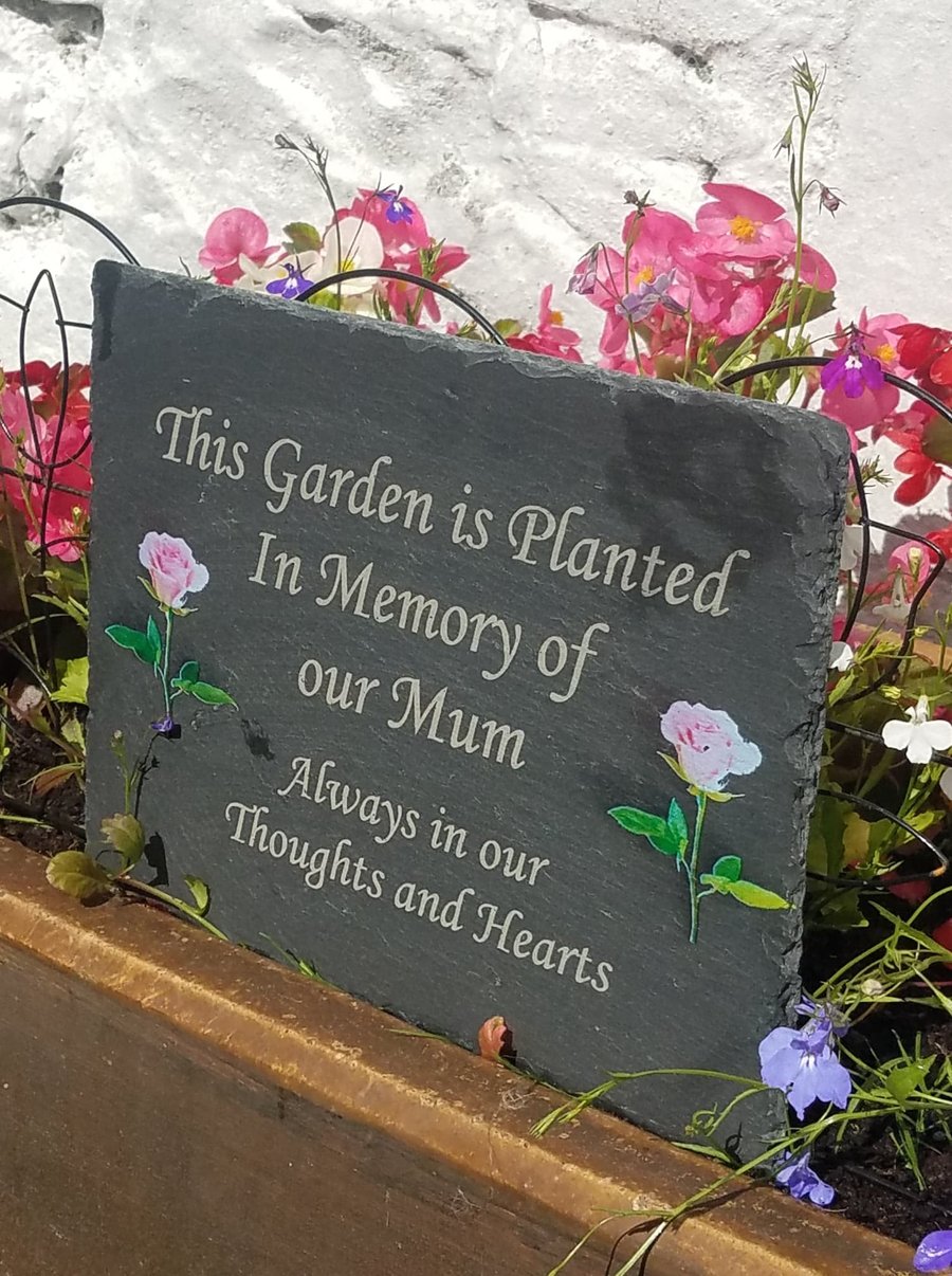 Bespoke slate Garden memorial Plaque Remembrance Marker Cemetery Grave Plaque