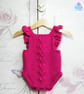 Raspberry pink crochet baby romper. Bobble stitch romper. Age 0-3 months - Image 7