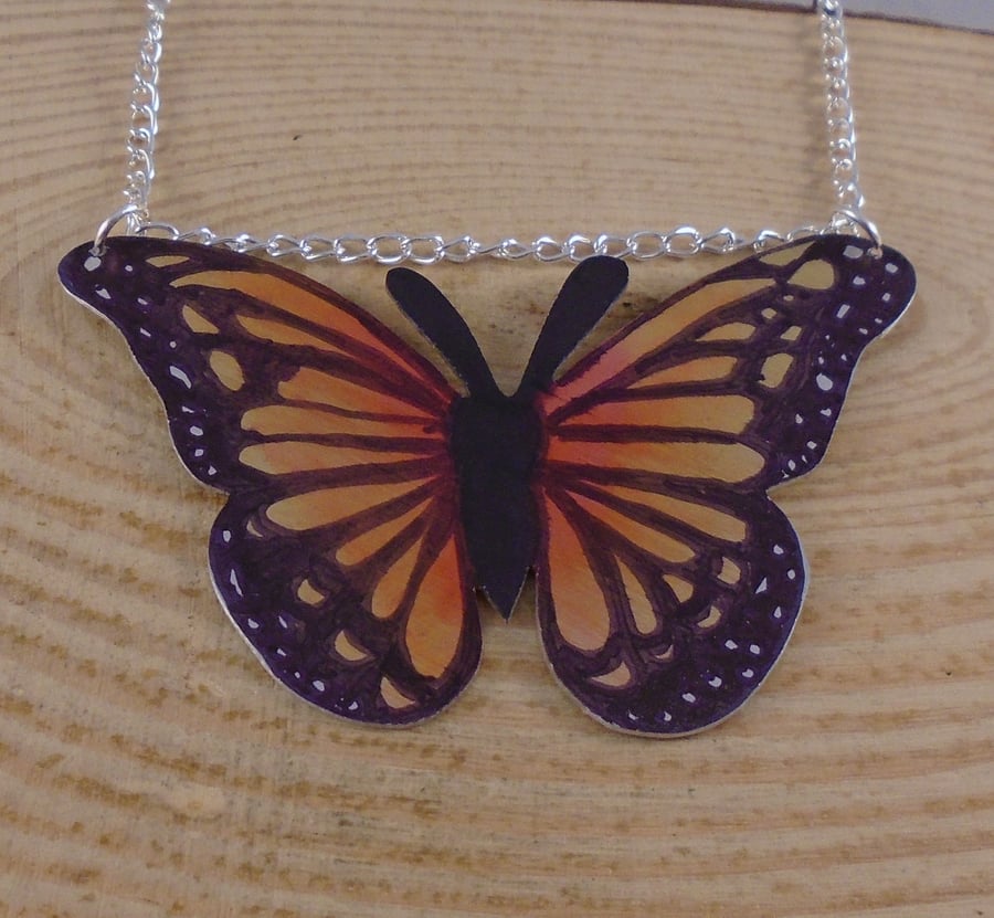 Anodised Aluminium Monarch Butterfly Necklace AAN072001