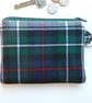 Coin purse Mackenzie Dress Tartan green and blue wool. - Image 1