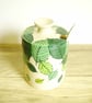 Ceramic Storage Jar with Lid - Green Beech Leaves - Image 5