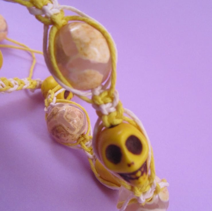 Yellow Skull Macrame Bracelet - Folksy