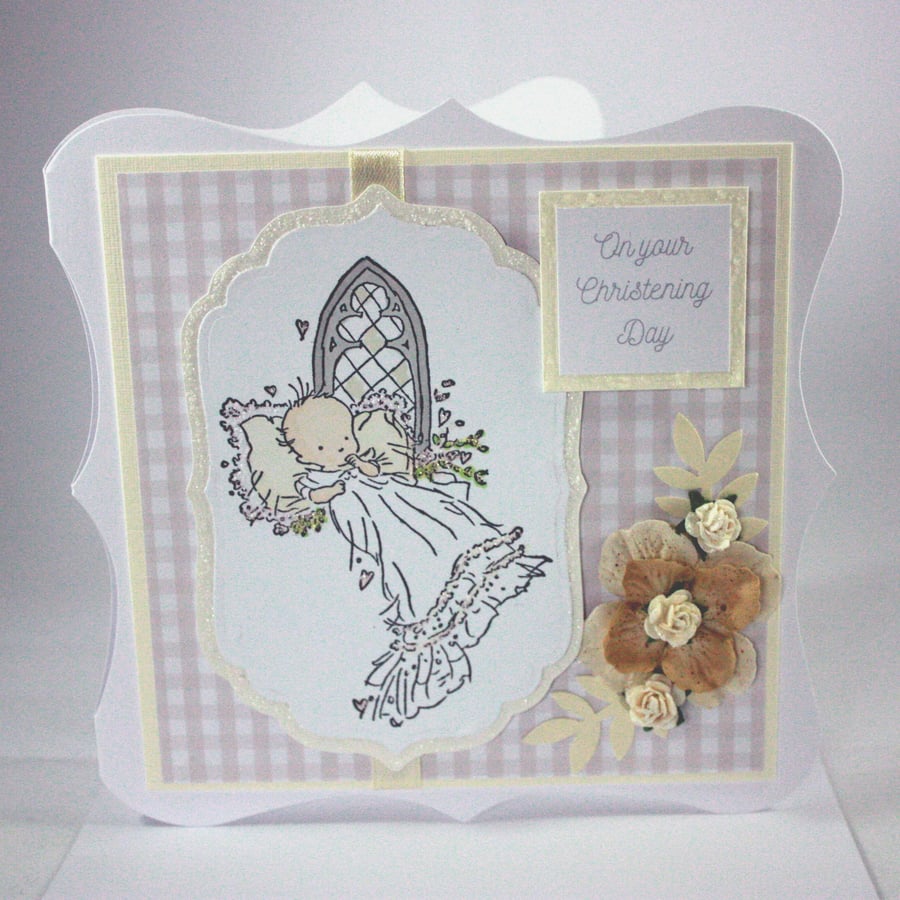 Handmade baby's christening card