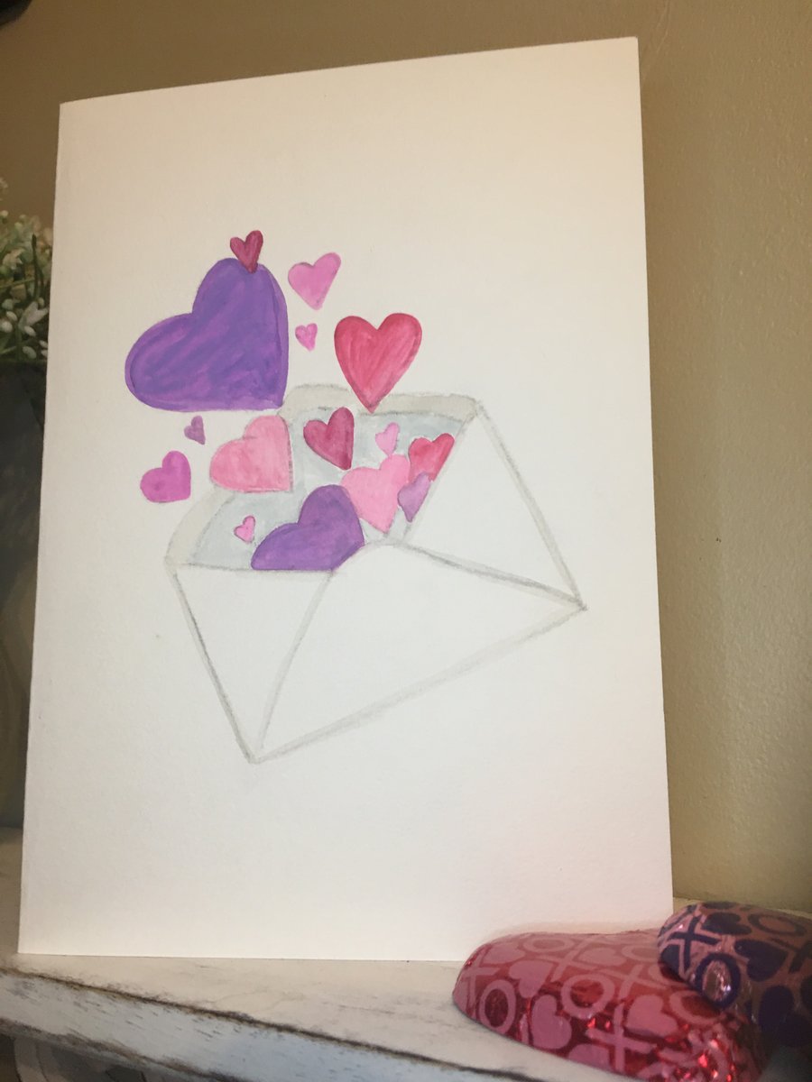 Hand Painted Valentines Card - Heart Valentines Card