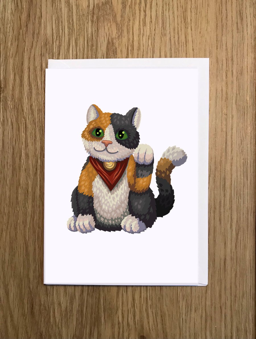 Lucky Cat Blank Greeting Card