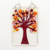 Fused Glass Red Tree Hanging - Handmade Glass Suncatcher
