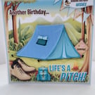 Camping birthday card,  tent greeting card