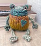 Handmade Knitted Frog Mouse – One of a Kind Frog Ornament Whimsical Gift