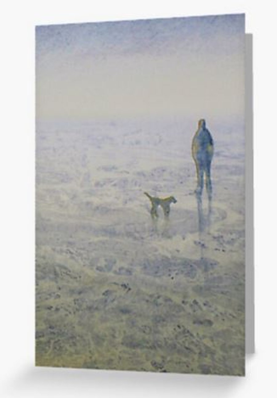 Early morning walk dog walking blank artist art card