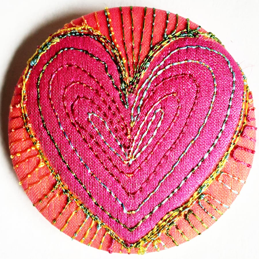 45mm Multicoloured Heart Textile Badge 