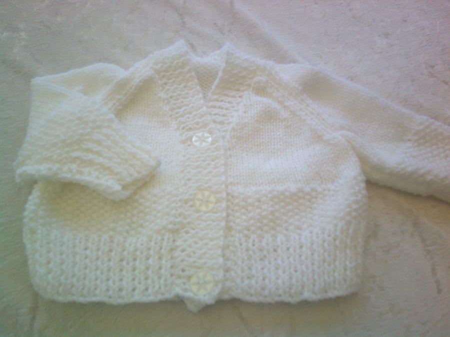 16 inch white V Neck Cardigan