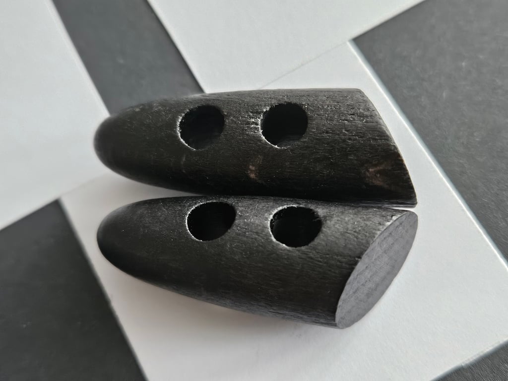 45mm (just short of 2") Real Wood Black 2 hole Toggle LAST 7