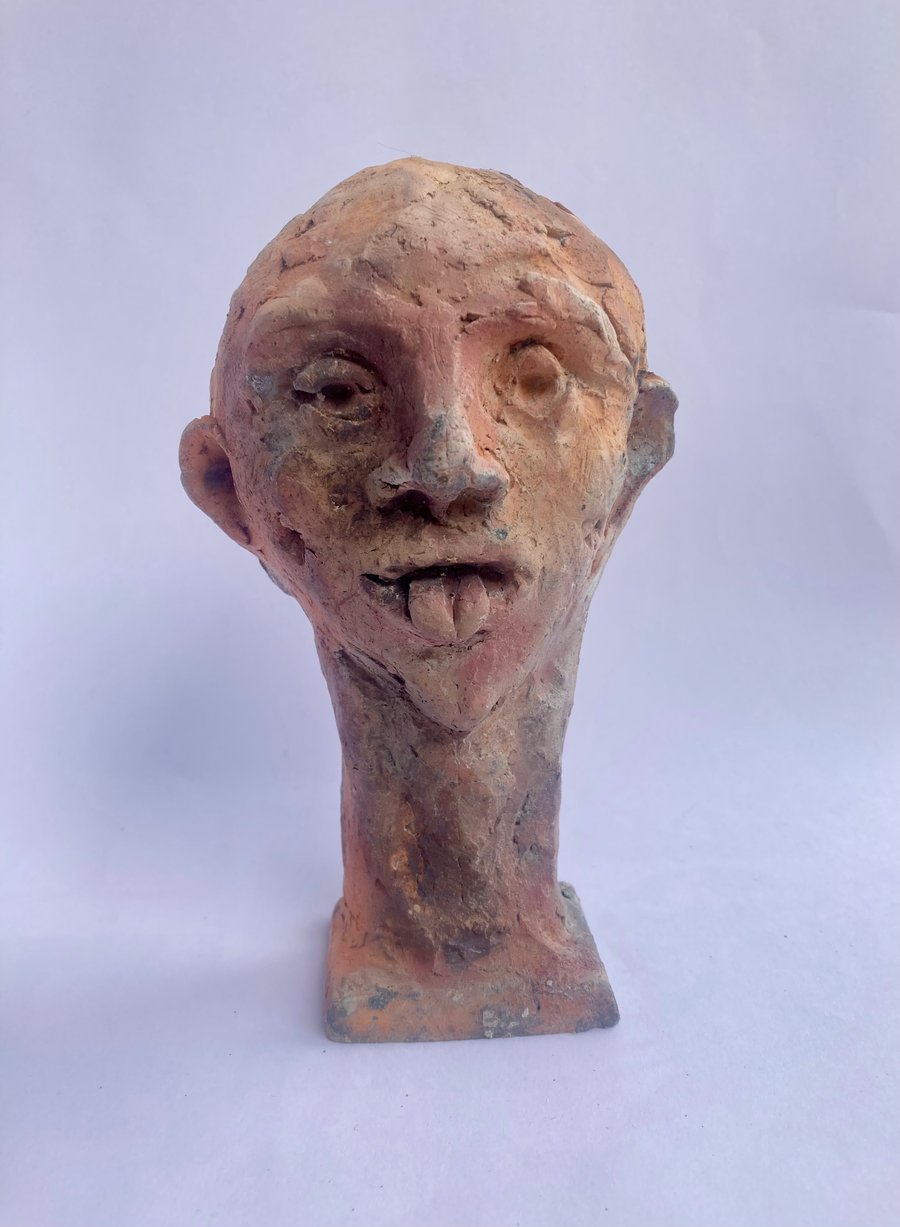 Fun Pottery Rude Boy Tongue Poke Sculpture