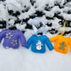 Fun Christmas jumper embroidered hanging tree decorations, baubles. 