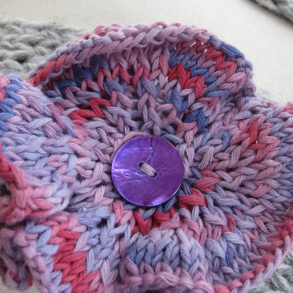 Lilac Purple Knitted Flower Corsage