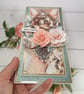 Handmade Fairy Birthday Card (121) Luxury 3D Floral Card in Light Blue & Gold. - Image 5