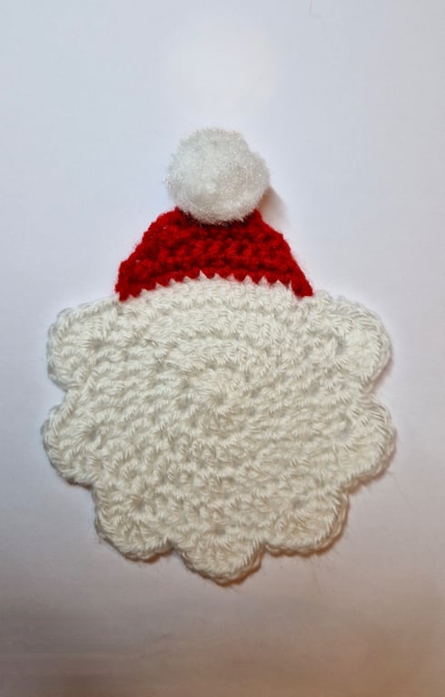 Santa Hat Coasters for Christmas - Handmade Crochet - Set of 4