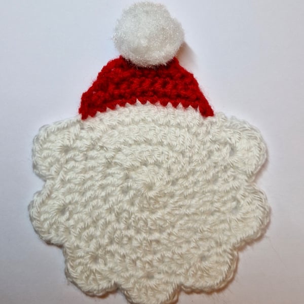 Santa Hat Coasters for Christmas - Handmade Crochet - Set of 4