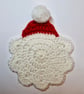 Santa Hat Coasters for Christmas - Handmade Crochet - Set of 4 - Image 4