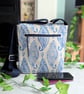 Blue and Cream Paisley, Water-resistant Oilcloth Small Cross Body Bag, Phone Bag - Image 4