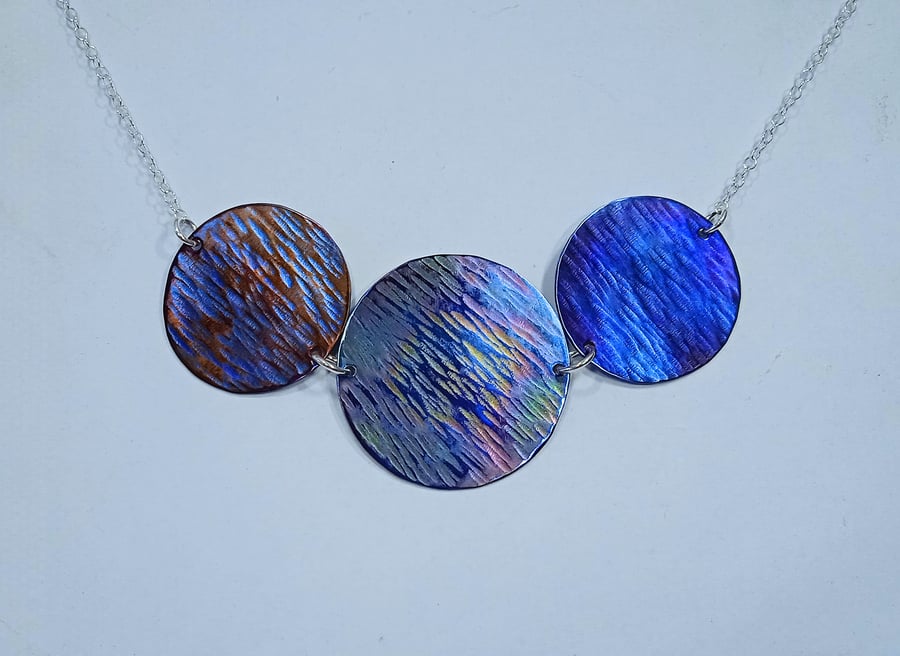 Coloured Titanium Disc and Sterling Silver Necklace - UK Free Post