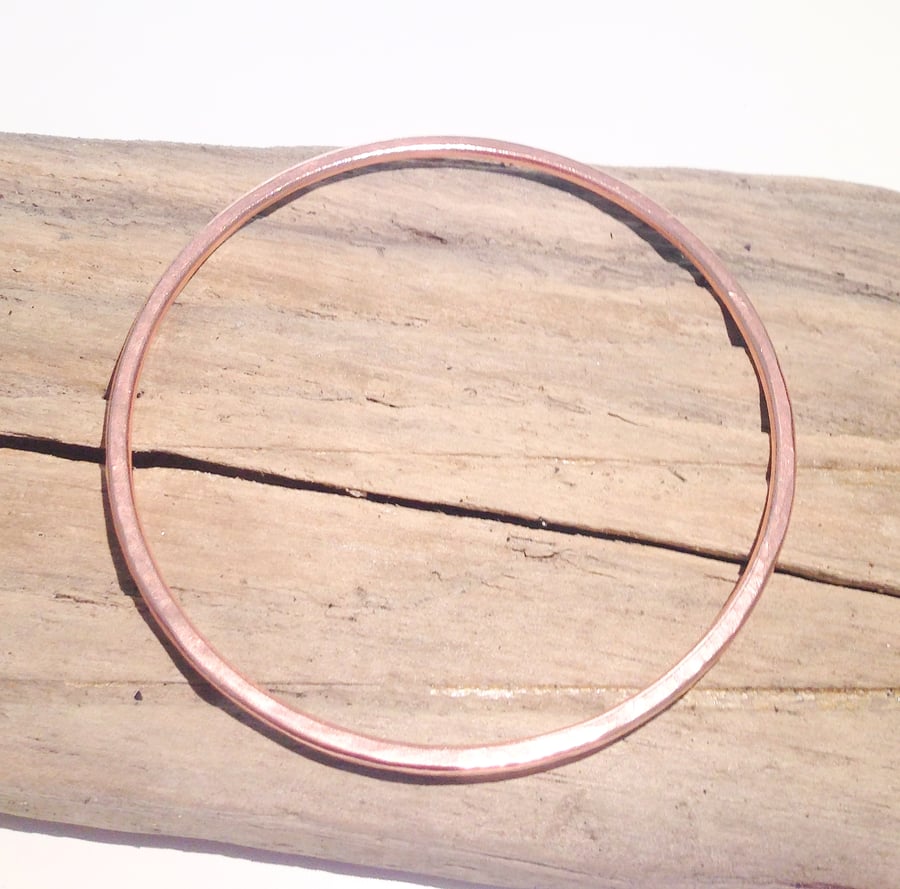 Hand Crafted Hammered Copper Bangle - UK Free Post