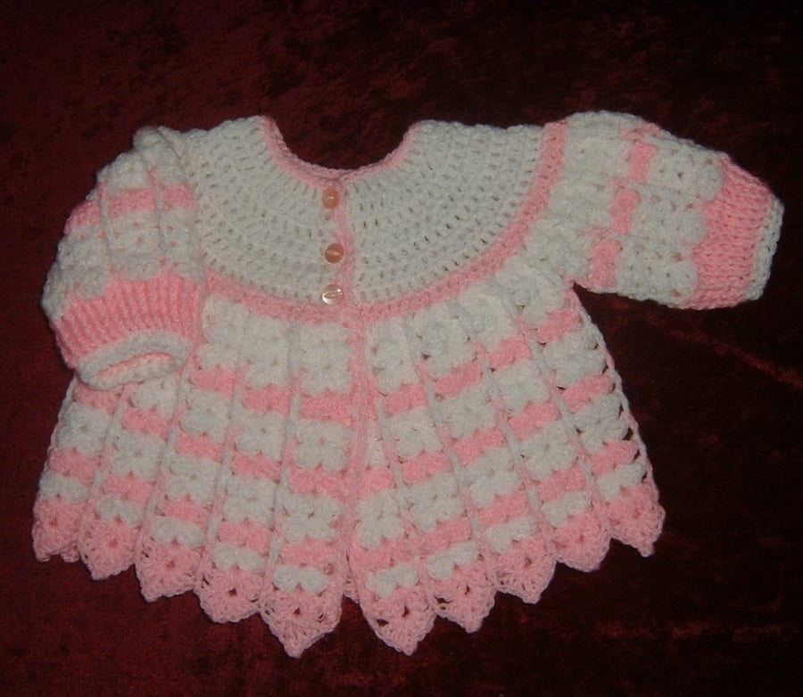 crochet baby's matinee coat ref C035