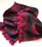 Tartan scarf, pinky purple, blue green,very dark brown, crochet edge - Image 4