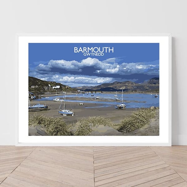 Barmouth, Gwynedd, Wales Art Print Travel Poster Railway Poster Salty Seas Origi