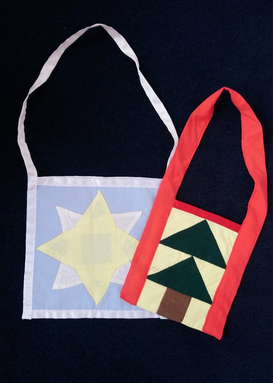 Christmas gift bag. Choice of star or tree design. Handy small bag