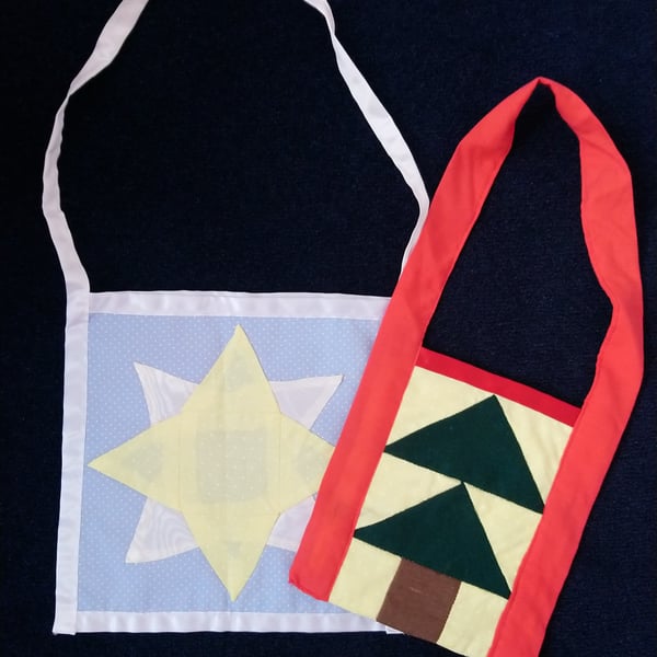 Christmas gift bag. Choice of star or tree design. Handy small bag