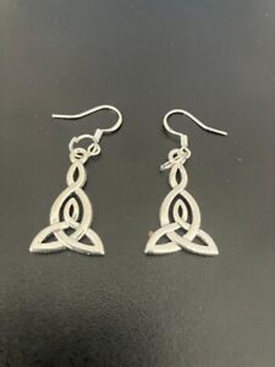 Tibetan Silver Celtic Knot Leverback Hook Earrings – Handmade Drop Dangle, New With Tags