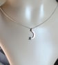 Sapphire crescent moon pendant sterling silver