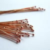 Solid copper headpins, ball head pins x 20, make your own, copper wire, shiny