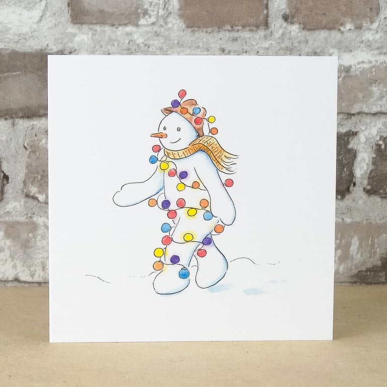 Christmas Card Snowman Lights
