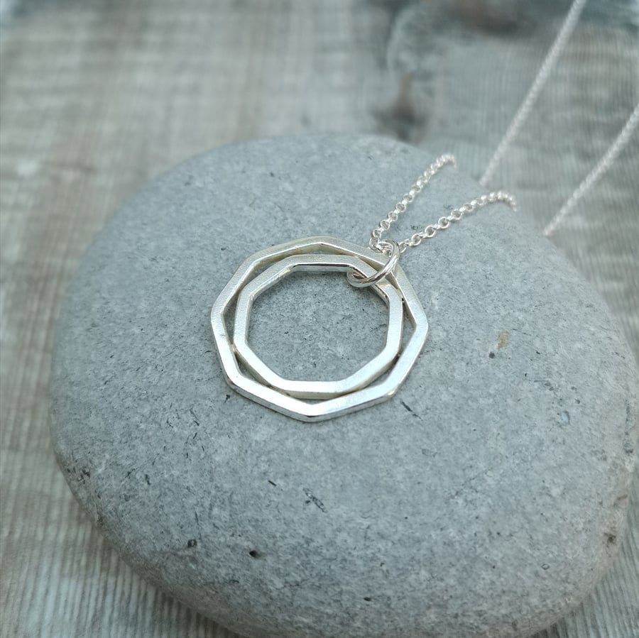 Sterling SIlver Double Octagon Geometric Necklace