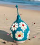 Turquoise Daisy Gourd Lamp - Image 1