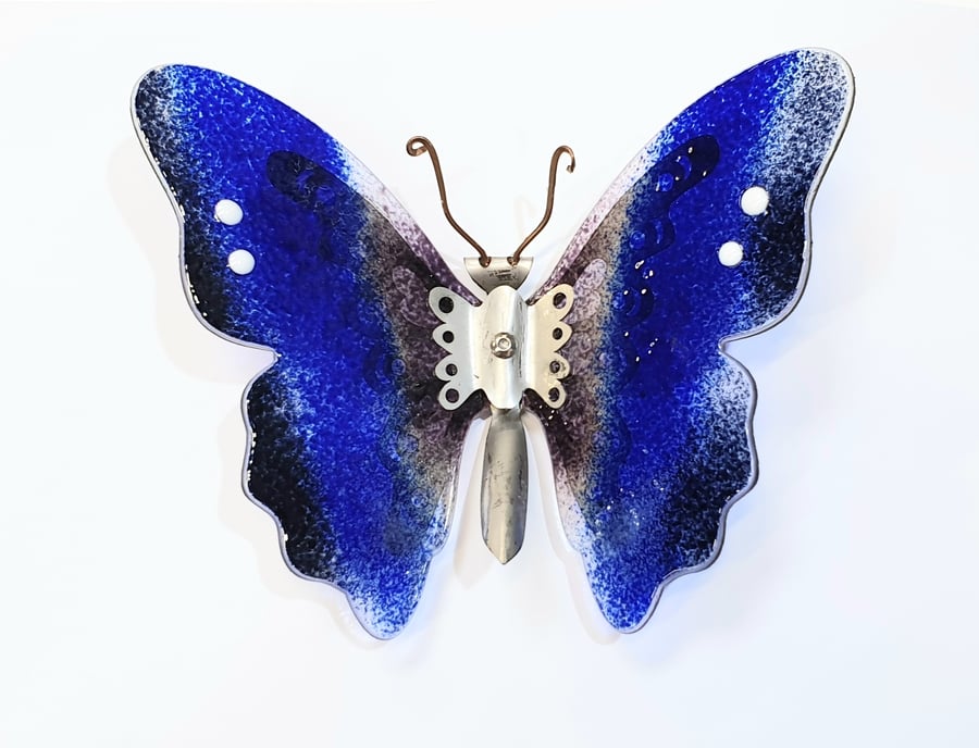 Butterfly Wall Art - Glass and Metal - Purple Emperor Butterfly