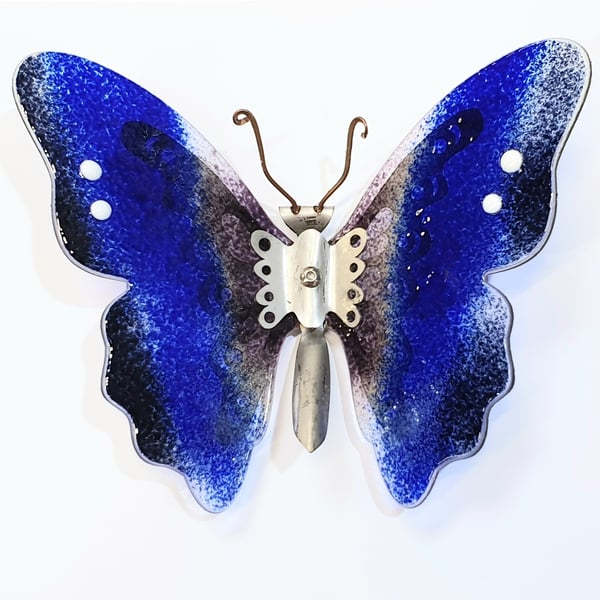 Butterfly Wall Art - Glass and Metal - Purple Emperor Butterfly