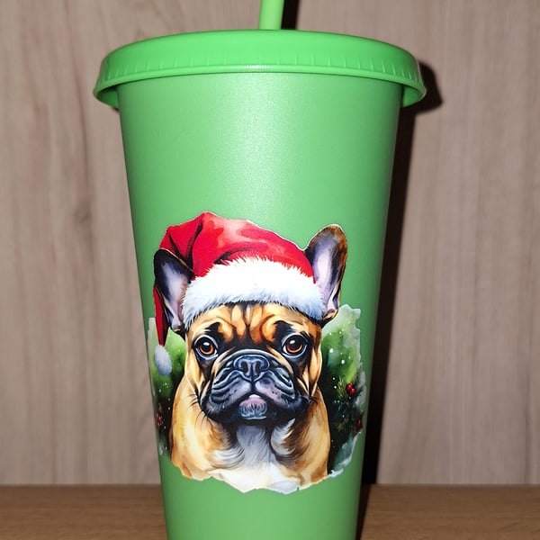 Christmas Frenchie Dog Breed Cold Cup 24oz Adorable French Bulldog