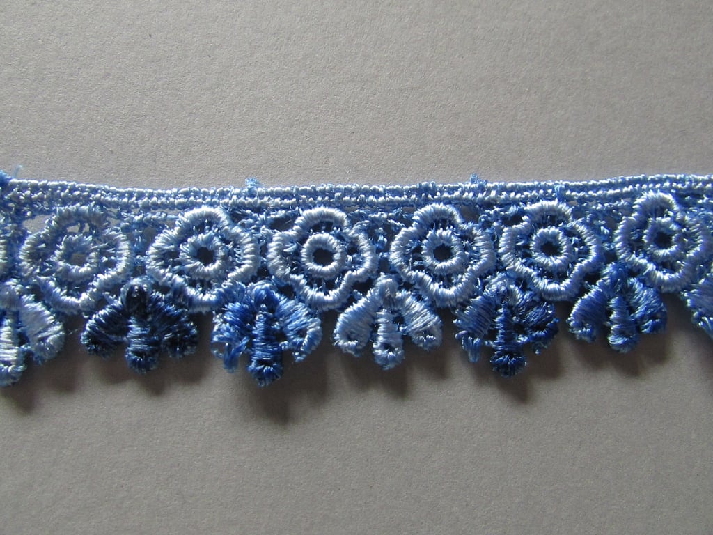 Blue Ombre Venise Guipure Lace sold by the metre