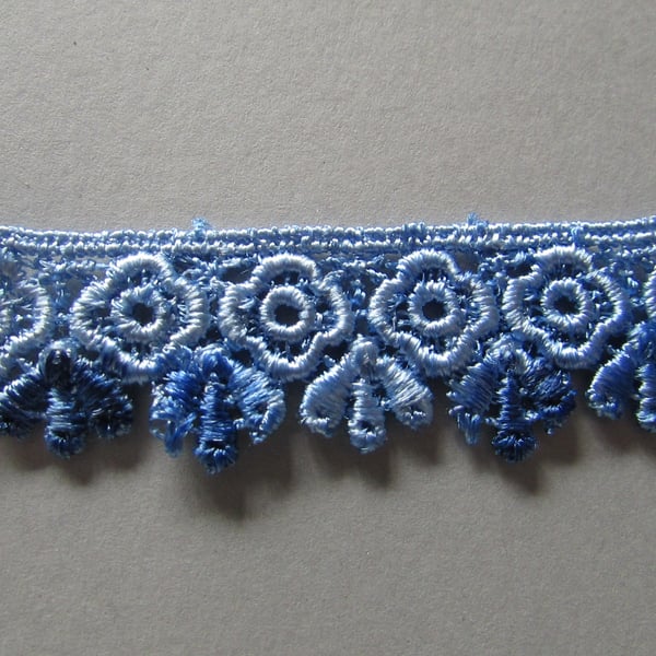 Blue Ombre Venise Guipure Lace sold by the metre