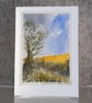 Yellow Field. Blank Card. Original Painting. 260156