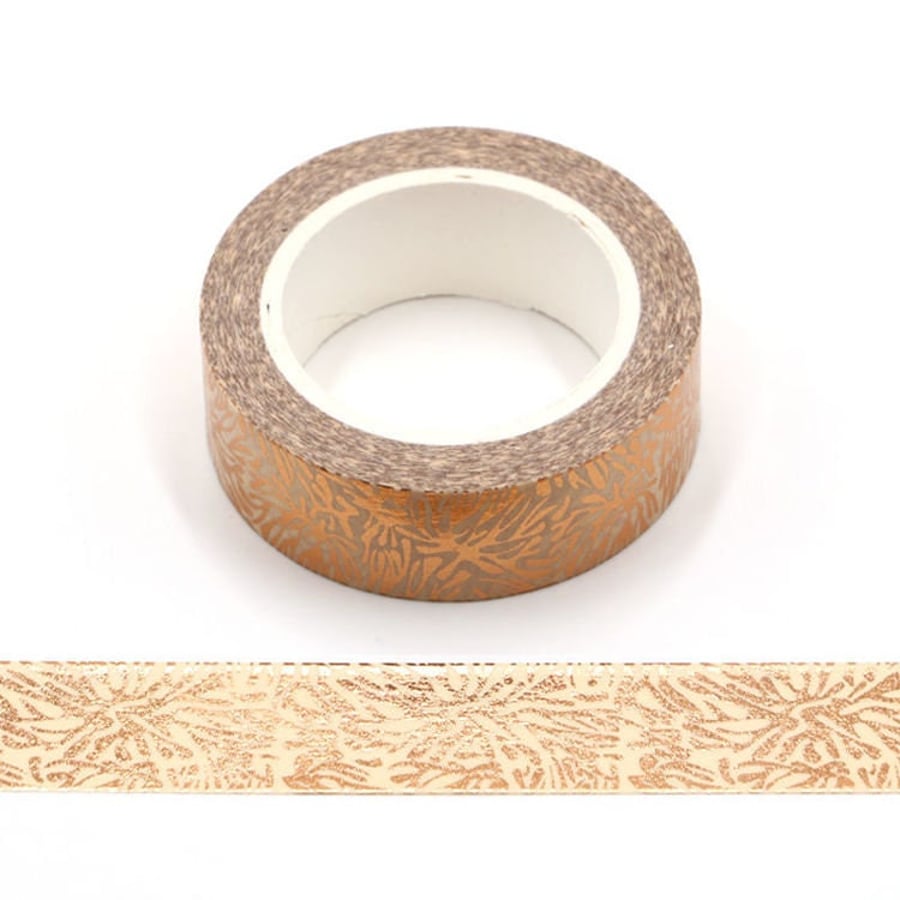 Snow Flower Gold Foil Washi Tape Decorative Masking Tape 15mm x 10 Meters Eco Fr