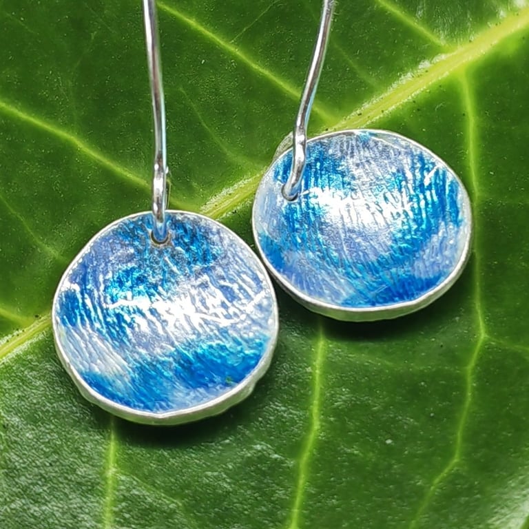 Fine silver and enamel earrings 